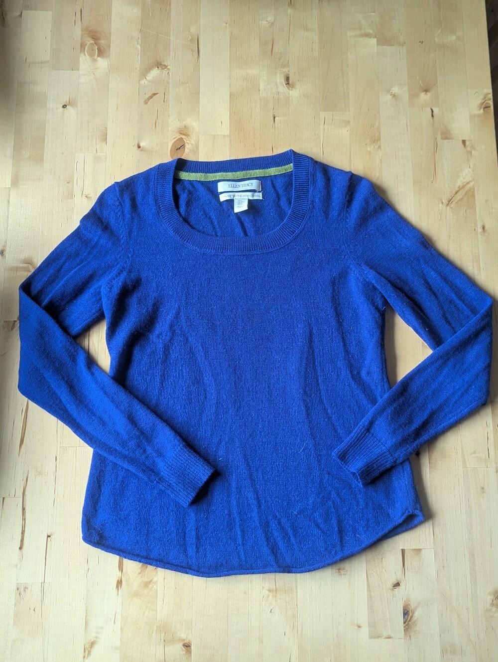 Ellen Tracey 100% Merino Wool Knit Sweater Women's Size S Blue Super Soft